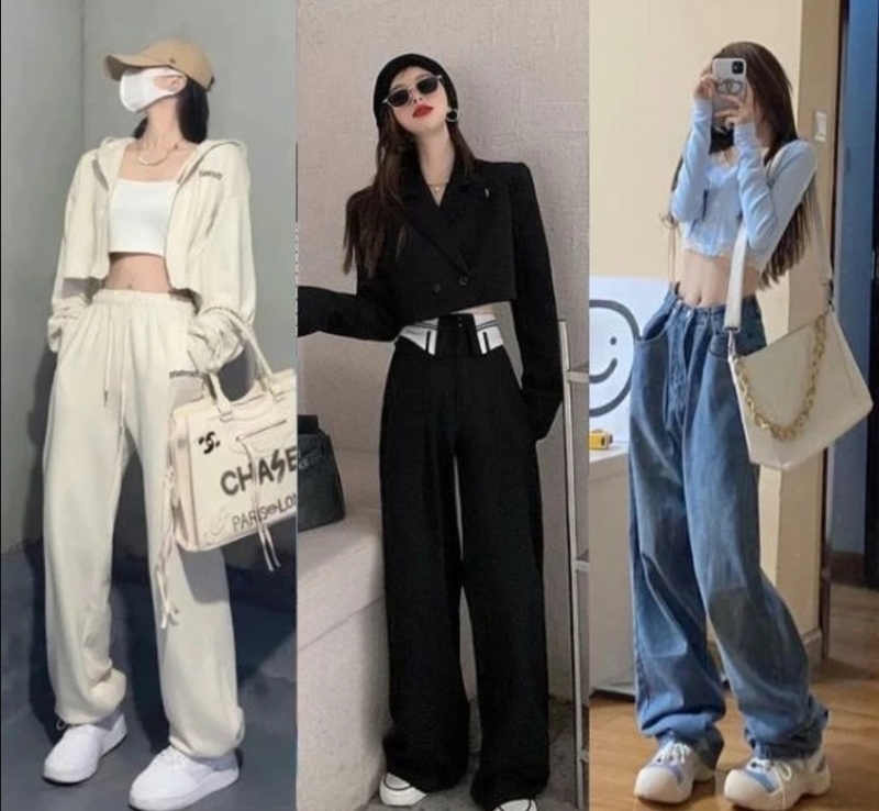 Phối quần ống rộng đẹp cần chú ý tỷ lệ áo, quần, giày và điểm nhấn vòng eo.