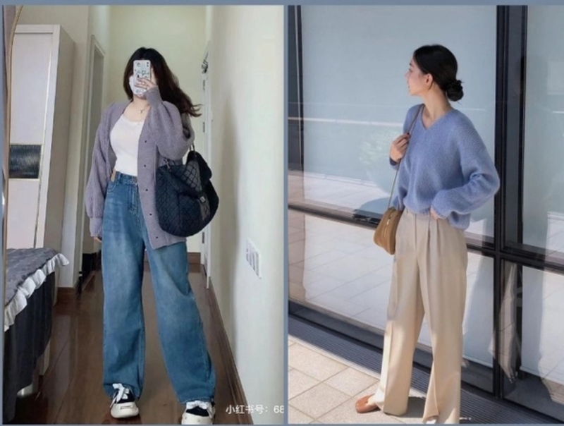Người đầy đặn nên ưu tiên quần ống rộng tối màu, form rũ vừa phải và áo có đường nét gọn gàng.