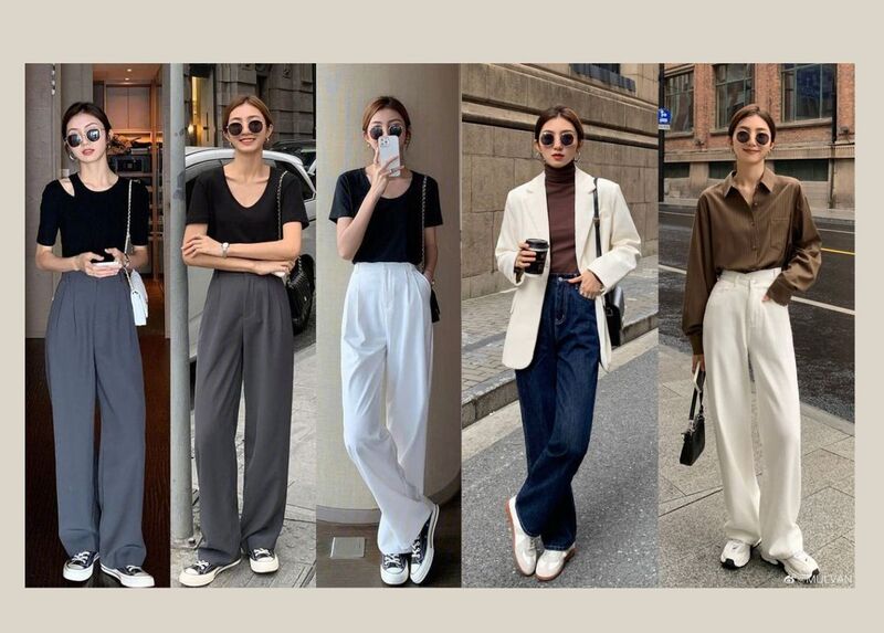 Phối màu hài hòa giúp outfit với quần ống rộng trở nên tinh tế, dễ mặc và tôn dáng hơn.