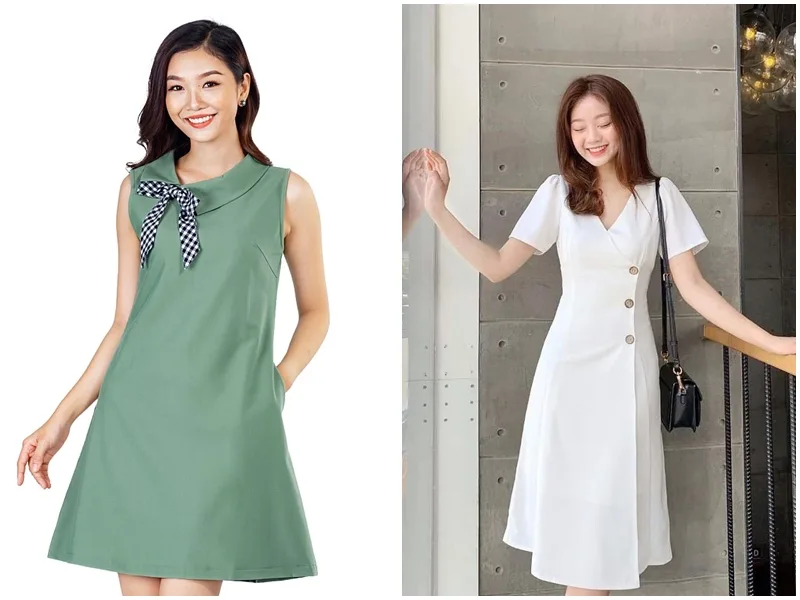 Mẫu váy suông chữ A cho người béo bụng giúp thanh thoát vóc dáng và che khuyết điểm vòng 2 hoàn hảo.