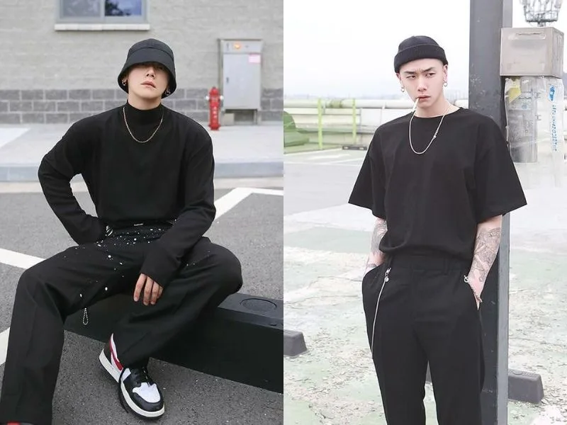 Set đồ All-Black cá tính mang vẻ đẹp bí ẩn và hiện đại.