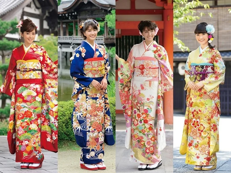 Furisode tay dài là kiểu kimono lễ phục nổi bật trong dịp trưởng thành